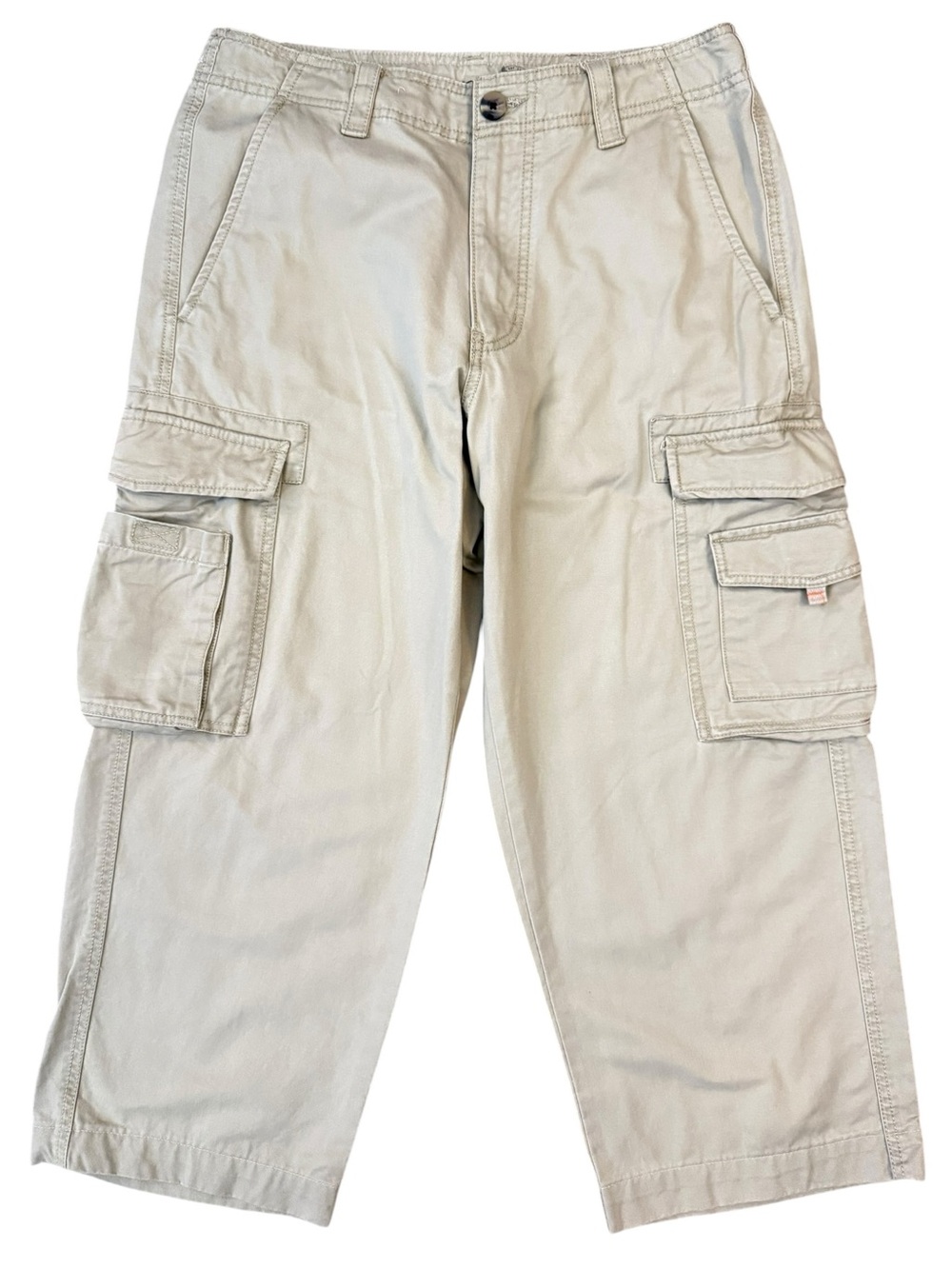 Eddie Bauer Cropped Cargo Pants Tan Utility Hiking 32x30 Fits 31x24.5 Hemmed